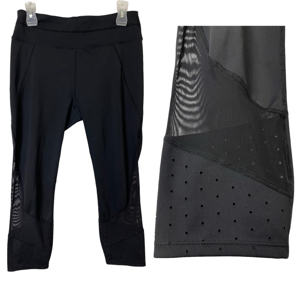 Athleta Mesh Details Cropped Leggings Back Pocket and Interior Drawstring Size M